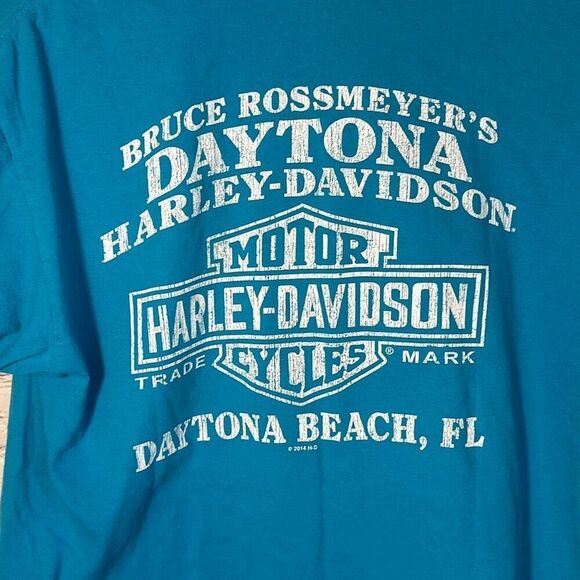Harley Davidson Turquoise Short Sleeve Tshirt Daytona Beach Fl size L Large - Picture 4 of 7